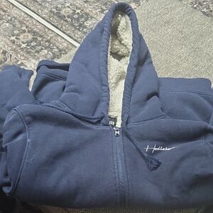 Hollister Dark Blue Fleece Full Zipper Hoodie Jacket